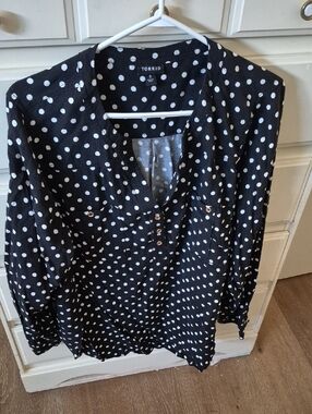 torrid Black Polka Dot Henley Blouse